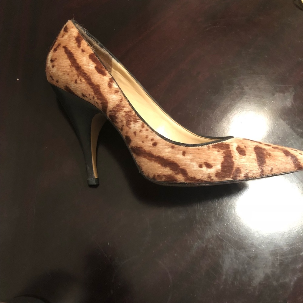 Talbots 💯 genuine pony fur Pumps leopard print